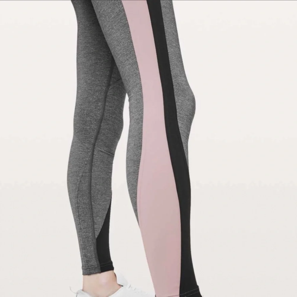 Lululemon Get Going Train Tight 28” Heathered Black Smoky Blush Leggings Size 6